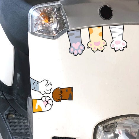 Autocollant de voiture en vinyle de patte de chat, autocollant de  pare-chocs amusant pour auto