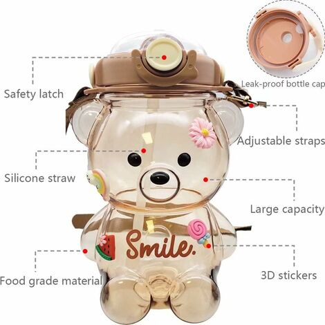 Verre pour enfants avec paille en silicone sans BPA I Little Bear