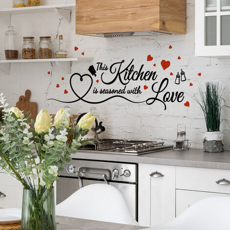 Cette cuisine est assaisonnée d'amour cuisine autocollant mural étanche  amovible décor décalcomanie décoration 