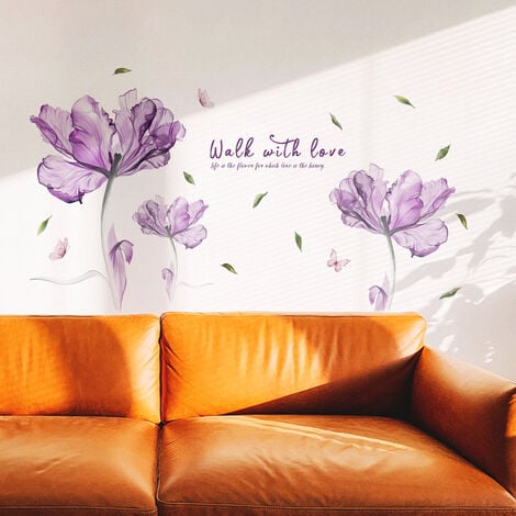 Papillon Branche Fleur Autocollant Mural Citation Art Décoration de Maison  Ru