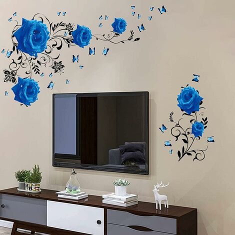 60*90 stickers muraux fleuris de grande taille décoration créative salon  chambre fond de mur