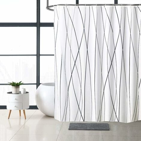 Rideau de douche en polyester en blanc & noir 150x200 MERGING