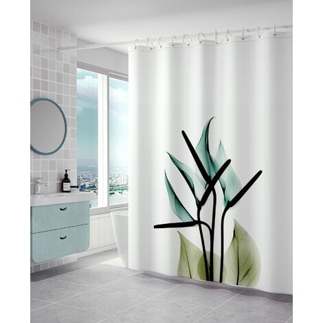 Rideau de douche personnalisé feuille verte fraîche fleur salle de bain  rideau de douche épaissie Polyester ceinture crochet rideau de douche  anti-moisissure