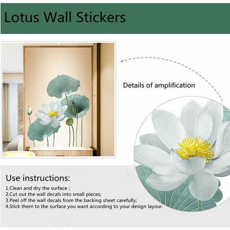 Grand Blanc Bleu Fleur Lotus Papillon Amovible Stickers MurAux 3D Wall Art  Décalcomanies Art Mural Pour Salon Chambre Décoration Intérieure