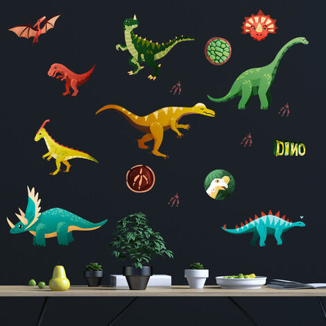 Grand ensemble de décalcomanies murales de dinosaures, autocollants muraux  de dinosaures, jurassique dans la chambre des garçons, autocollants de  dinosaures, art mural de dinosaures, autocollant mural pour enfants, -   France
