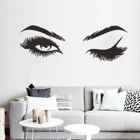 Sticker mural cils sourcils sourcils salon de beauté oeil