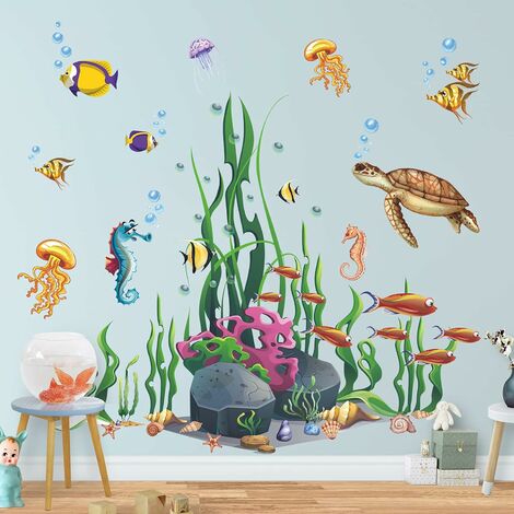 Toile Peinture Tortue dans l'océan - 20x20 cm - Décoration murale