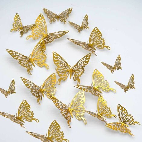 WEDNOK Lot de 4 pièces - Motif papillon - Décoration de papillons