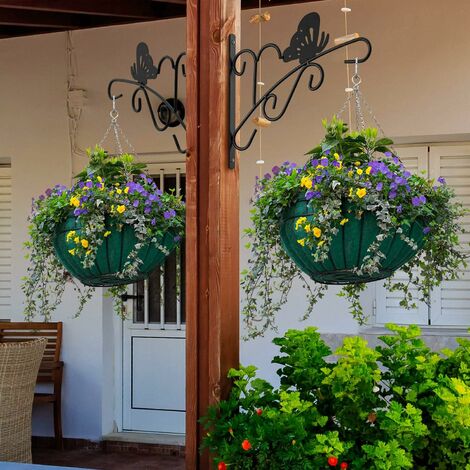 Support de panier suspendu en métal, 2 pièces, crochet de décoration de  jardin extérieur solide, crochet mural pour plantes Pots de fleurs,  lanterne d'alimentation pour oiseaux