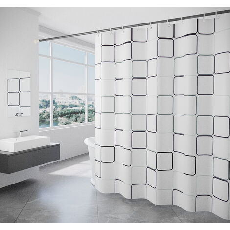 Rideau de douche en polyester et crochets, 70 x 72, gris