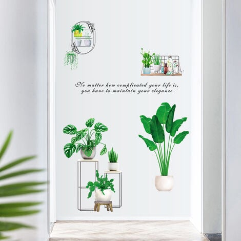 1pc nouvelle plante verte fraîche autocollant mural bricolage amovible  plantes mur Art décalcomanie pour cuisine bureau