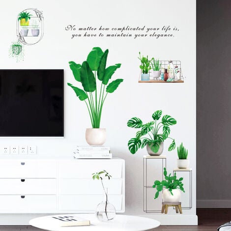 1pc nouvelle plante verte fraîche autocollant mural bricolage amovible  plantes mur Art décalcomanie pour cuisine bureau
