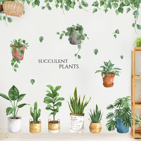 Stickers muraux effet 3D - 3D plantes d'intérieur et cactus
