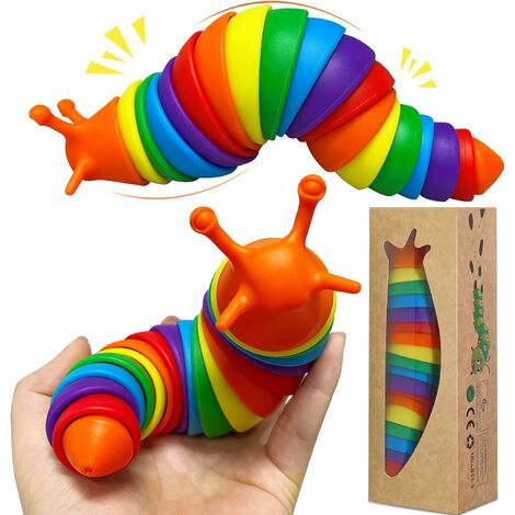 Lot De Deux Jouets En Plastique Pour Enfants, Coloré Rainbow Slug