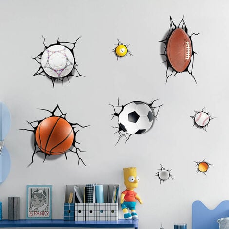Ballons de Sport Stickers Muraux Vinyle DIY Basketball Rugby