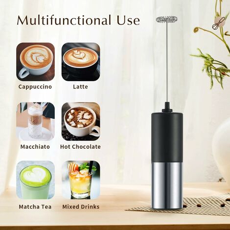 Mousseur à lait portatif, puissant mousseur à café Mini mélangeur de  boissons à piles, fouet électrique mousseur à lait pour latte chocolat  chaud matcha 