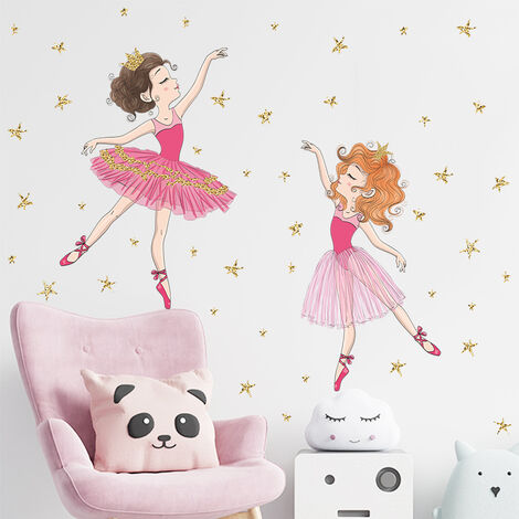 Stickers Muraux Enfant Fille Fleurs Ballerine - XXL 160x90 cm