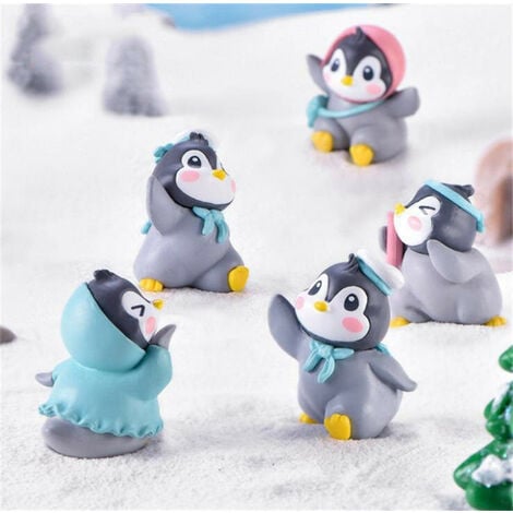 6 Pcs (1 Set) Pingouin Figurine Jouets Modèle Animal Décor À La Maison  Miniature Fée Jardin