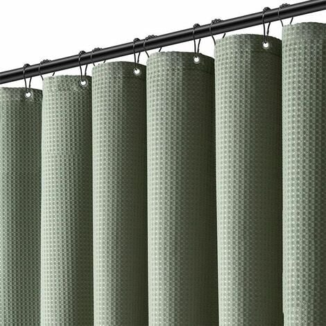 Rideau de douche vert - Rideaux de douche en tissu épais texturé gaufré  pour salle de bain, ensemble de rideaux de bain en tissu polyester lesté de  luxe 80cm 180cm