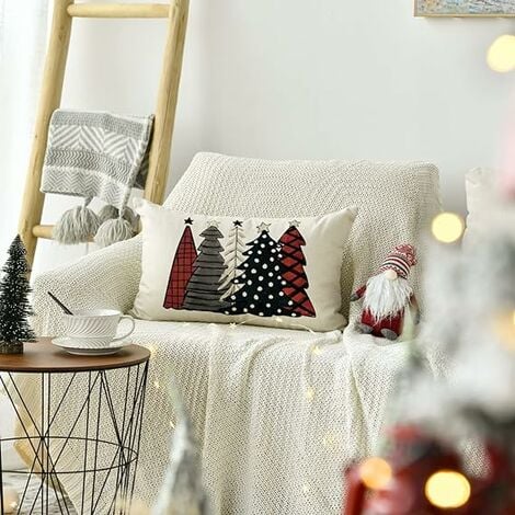 Colorlife Housse de coussin de sapin de Noël aquarelle, décoration