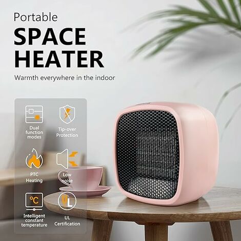 Chauffage d'espace portable, chauffage électrique en céramique 500 W, petit  réchauffeur compact, chauffe en 2 secondes, sûr et silencieux pour une