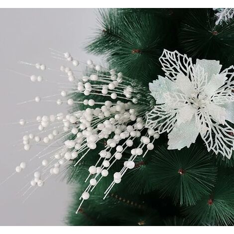 Lot d'ornements de tige de baies scintillantes artificielles pics de Noël  décoratifs bâtons de perles
