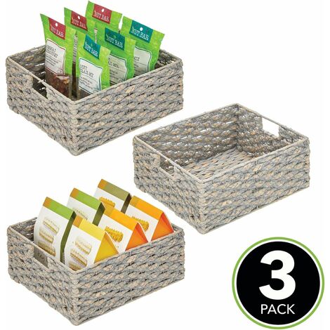 Boîtes de rangement, panier de rangement en plastique avec poignées,  armoires de