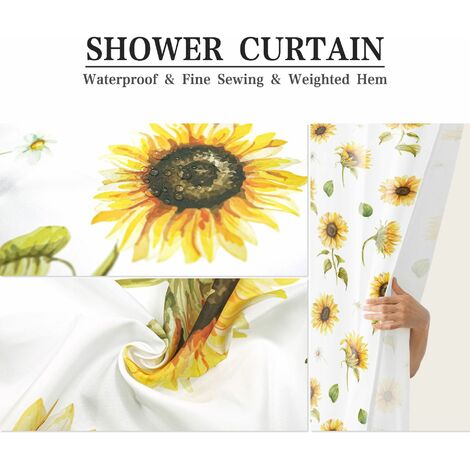 1pc jaune tournesol rideau de douche pour décor de salle de bain