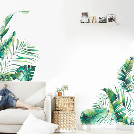 1 Set de Décoration murale tropicale imperméable, Stickers muraux de Plantes  vertes