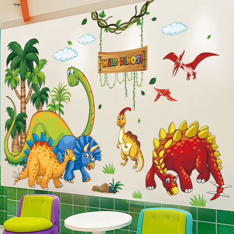 Stickers Muraux Dinosaure Autocollant Mural Plantes Herbe Arbres Deco Murale  Convient Pour Chambre Enfant Bebe Garcon Fille M[J3203] - Cdiscount Maison