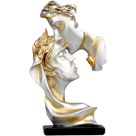 Embrasser Couple Visage Humain Sculpture Résine Or Statue Ornement De Table  pour La Décoration Intérieure, Mariage