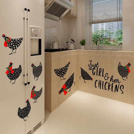 1 set poulet sticker mural pour cuisine salle à manger drôle ferme poulet  ferme mur décor
