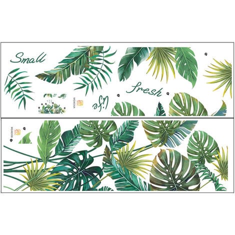 Stickers Muraux Feuilles Tropicales Plante Verte PVC Decal Salon Art Mural  - Cdiscount Maison