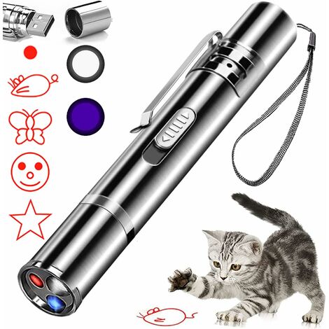 Jouet laser pour chat, parc à projection laser à longue portée 5 modes pour  chaton en plein air Pet Chaser Tease Stick Exercice d'entraînement