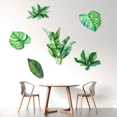 1 set Amovible 3D Plantes Vertes Feuilles Fraîches Sticker Mural
