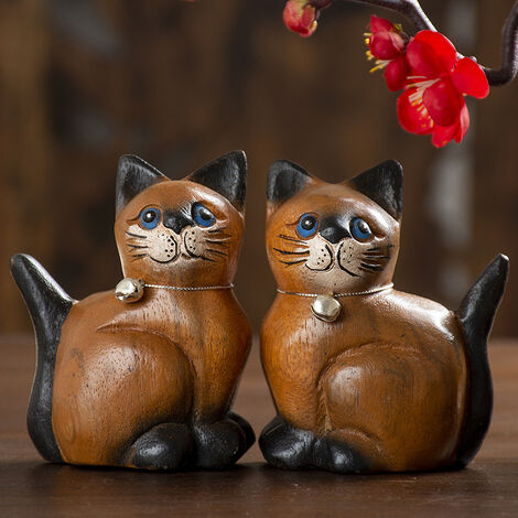 Lot de 2 statues de chat pour décoration d'intérieur, décoration de  chambre, figurines et statues