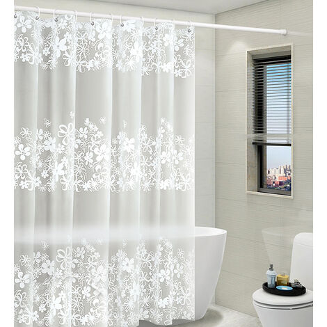 Rideau de douche avec cantonnière attachée pour salle de bain, tricot  floral transparent de style victorien blanc, ensemble de décoration en  tissu