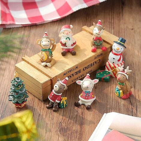 Dessin animé singe Santa Elk résine ornement Figure décoration de Noël  enfants jouet