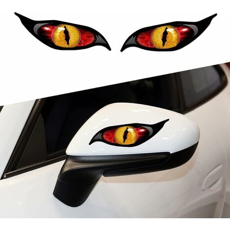 Autocollants en vinyle pour voiture autocollants drôles motif yeux jaunes  rétroviseur (2PS)