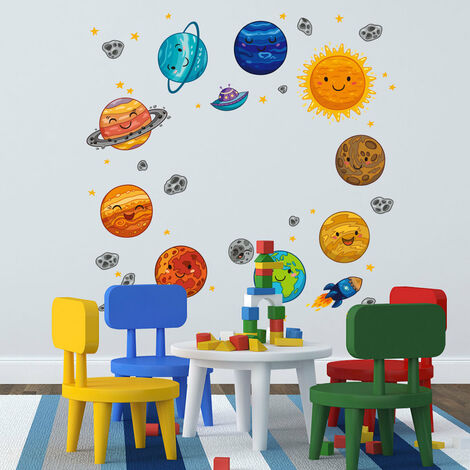 Planet Stickers Muraux Chambre d'enfant Grand, Espace Stickers Muraux  Chambre de Garçon, Mignons Décors de