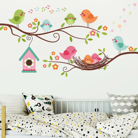 RoomMates stickers muraux - Branche avec oiseaux et papillons - RoomMates