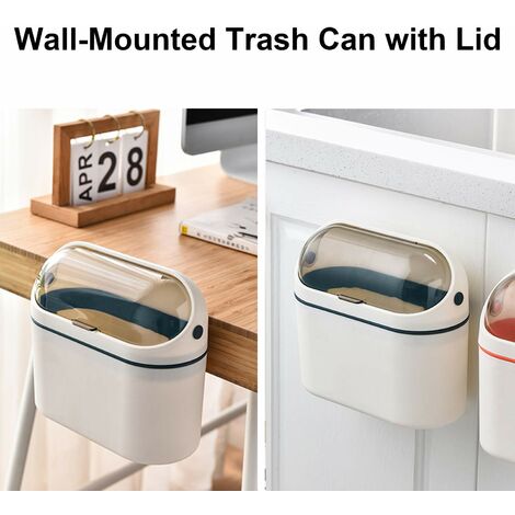 Mini poubelle avec couvercle - Petite poubelle amovible, poubelle en  plastique, corbeille à déchets de comptoir, poubelle à peluches de comptoir  pour salle de bain, bureau, cuisine