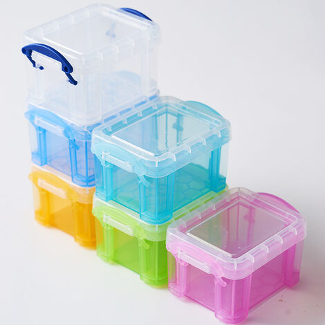 petite boîte en plastique translucide, mini boîte de rangement de bureau,  boîte de rangement pour cosmétiques