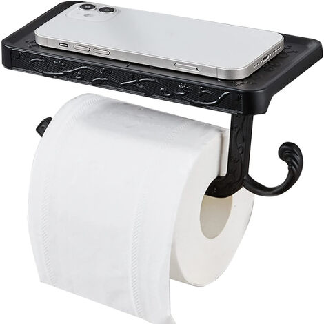 Relaxdays Porte-papier toilette, avec espace de rangement pour portable &  lingettes, bambou, HLP 12x16x10,3 cm, nature