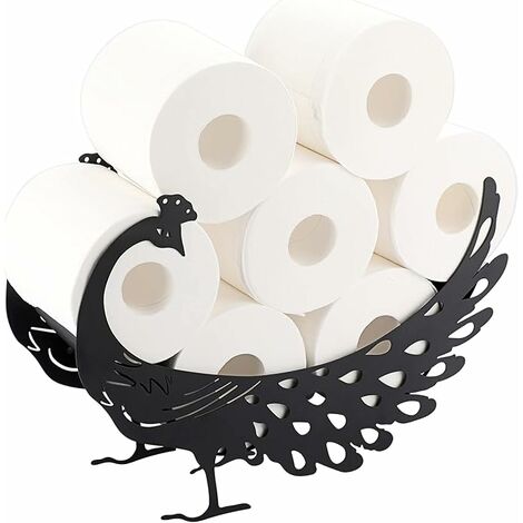 Porte-papier toilette en forme de mouton - Noir - Fixation murale amusante  - Décoration animale - Rangement pour 8 rouleaux de papier toilette