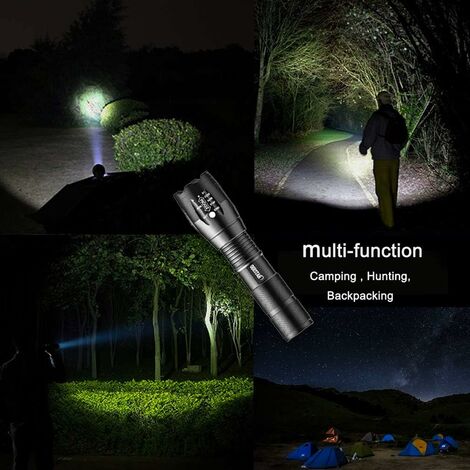 Lampe de poche LED tactique portable rechargeable par USB de 1000