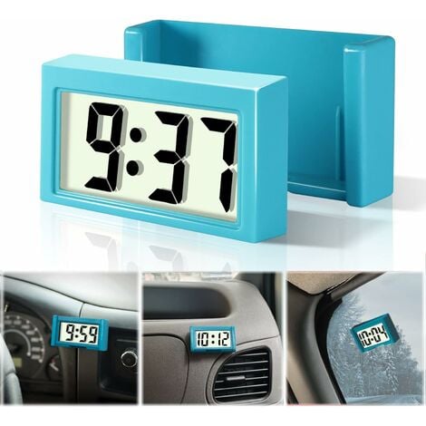 Horloge numérique pour tableau de bord de voiture – Horloge adhésive pour  véhicule avec affichage Jumbo LCD de l'heure et du jour – Mini montre