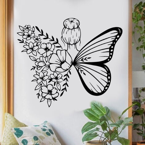 Fleur Fée Murales Stickers Muraux avec Papillons Stickers Muraux
