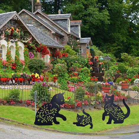 Décoration de jardin extérieur - Un ensemble de trois chats en métal pour  décorer le