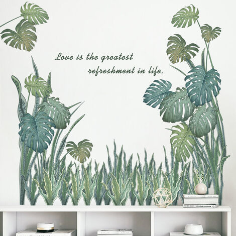 Acheter Autocollants muraux de feuilles de plantes vertes tropicales,  décoration de salle de maison, autocollant de paume, décoration de salle,  peintures murales en PVC